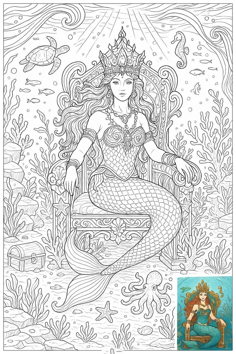 Bộ tranh tô màu nàng tiên cá barbie dễ thương và sáng tạo