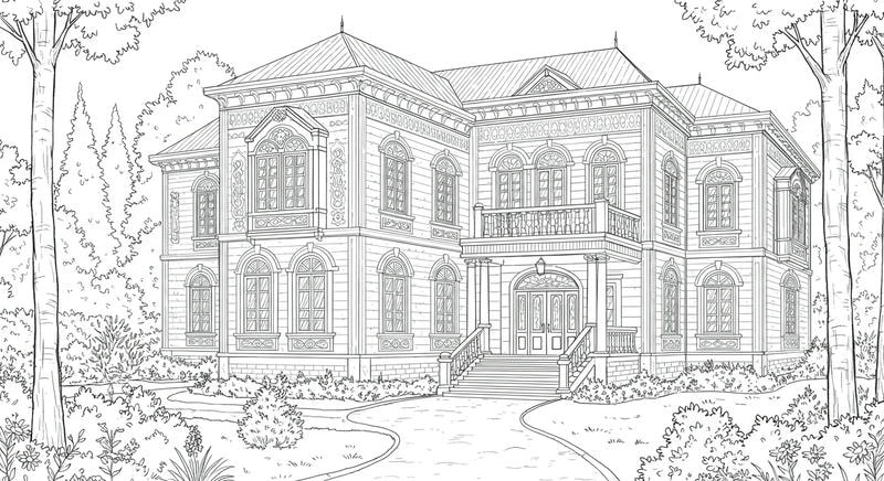 Hình ngôi nhà tô màu giúp bé học hỏi thêm về kiến trúc và màu sắc