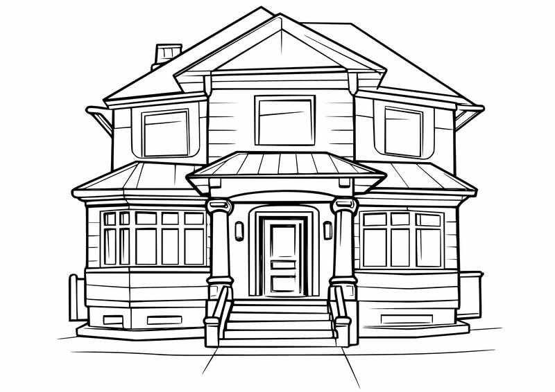 Tranh tô màu ngôi nhà cao tầng sẽ giúp bé học thêm về kiến trúc