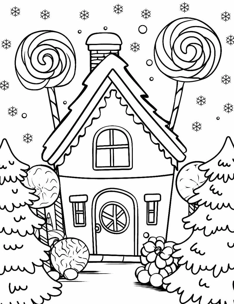 Tranh tô màu ngôi nhà bánh kẹo cho bé thêm hứng thú với việc tô màu