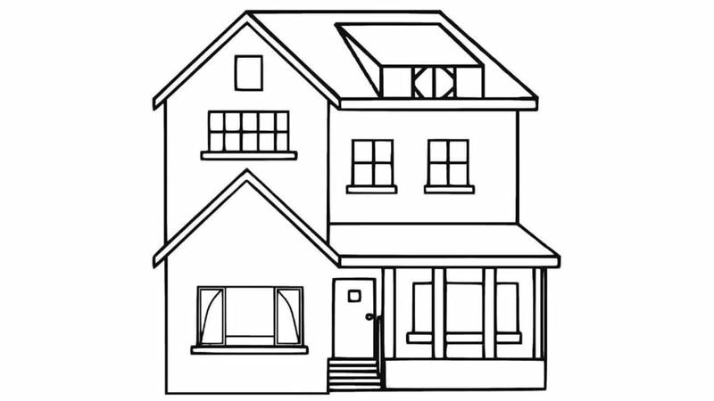 Tranh tô màu ngôi nhà 2 tầng dễ dàng thu hút sự chú ý của bé yêu