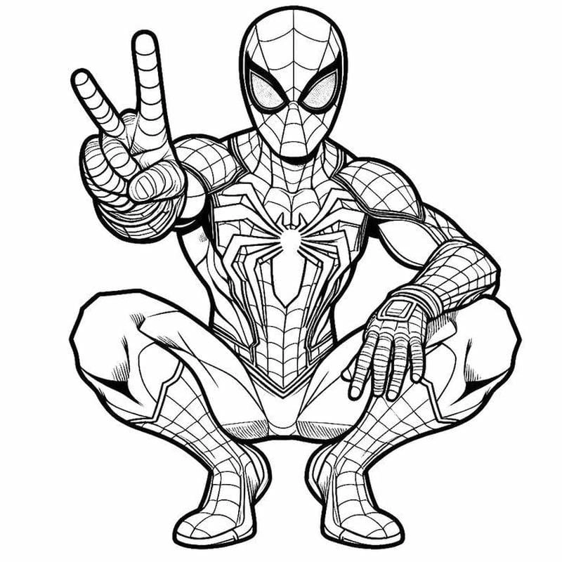 Hình vẽ tô màu nhện siêu ngộ nghĩnh cho bé
