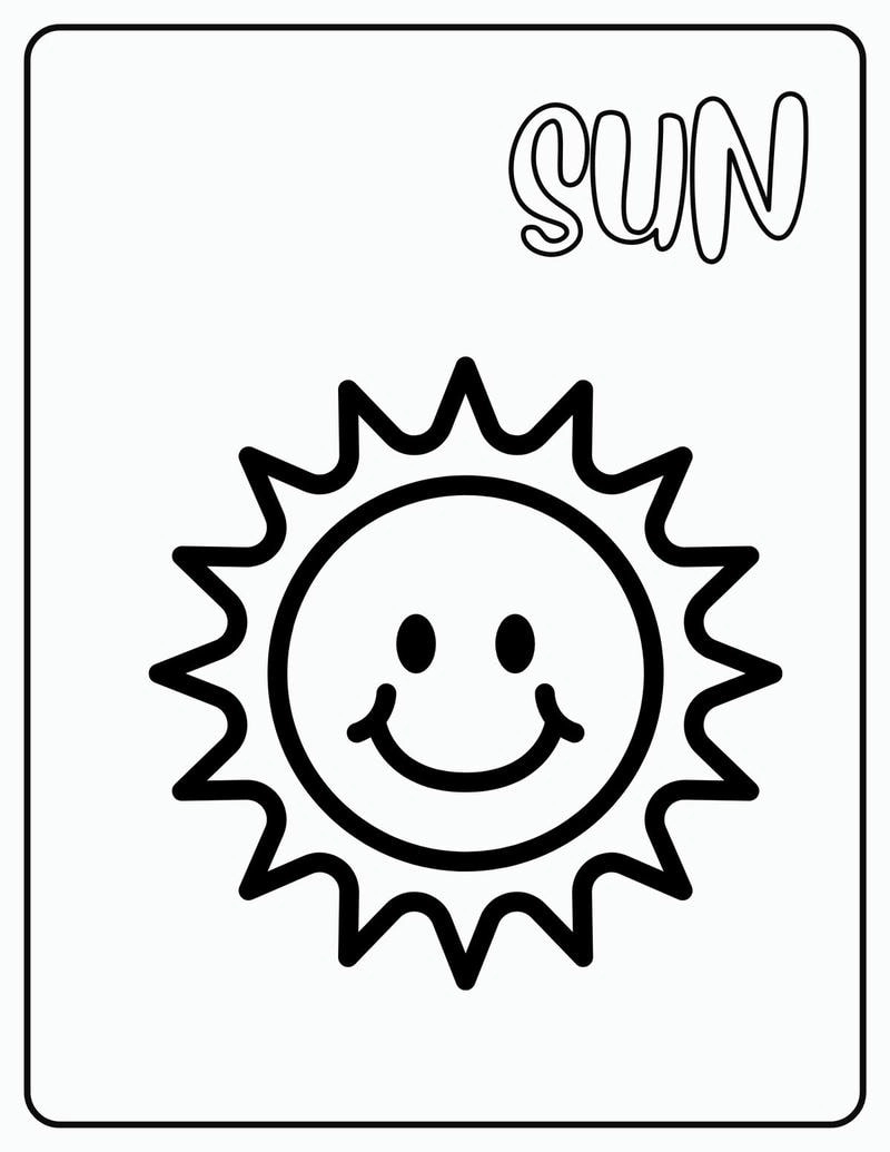 Bé rạng rỡ khi thấy hình ảnh ông mặt trời tô màu