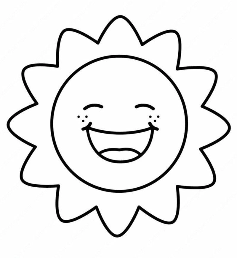 Khung cảnh sinh động với tranh tô màu ông mặt trời và đám mây