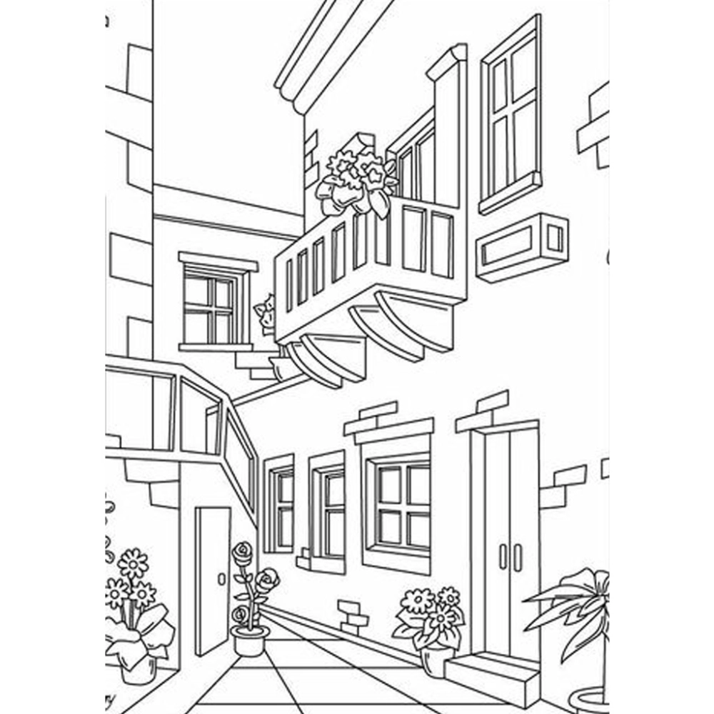 Không gian sống động cùng tranh tô màu phong cảnh anime