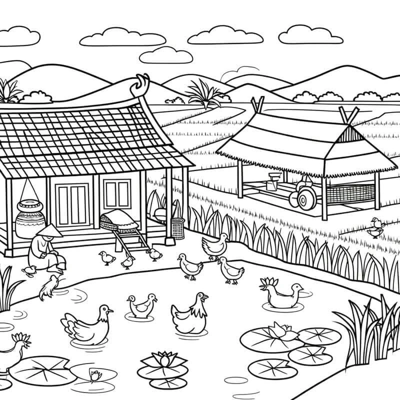 Rèn luyện thẩm mỹ cùng tranh phong cảnh cho bé tô màu