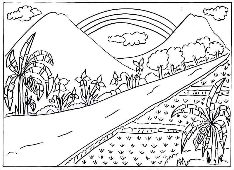 Khám phá nét mộc mạc với làng quê hương tranh tô màu phong cảnh đơn giản