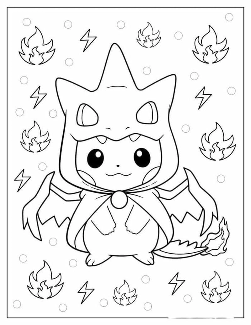 Bùng nổ cùng tranh tô màu pokemon charizard huyền thoại