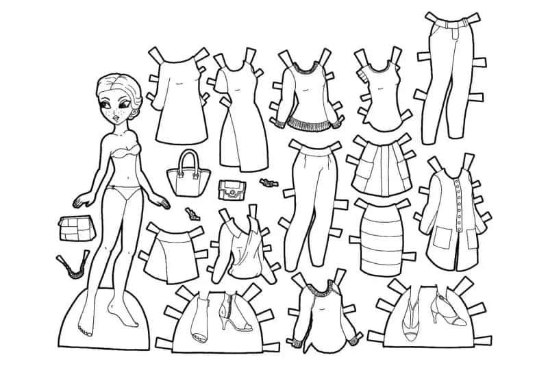 Bé yêu thích búp bê thay quần áo tô màu