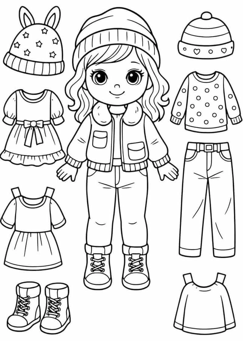 Tô váy xinh với tranh tô màu quần áo bé gái