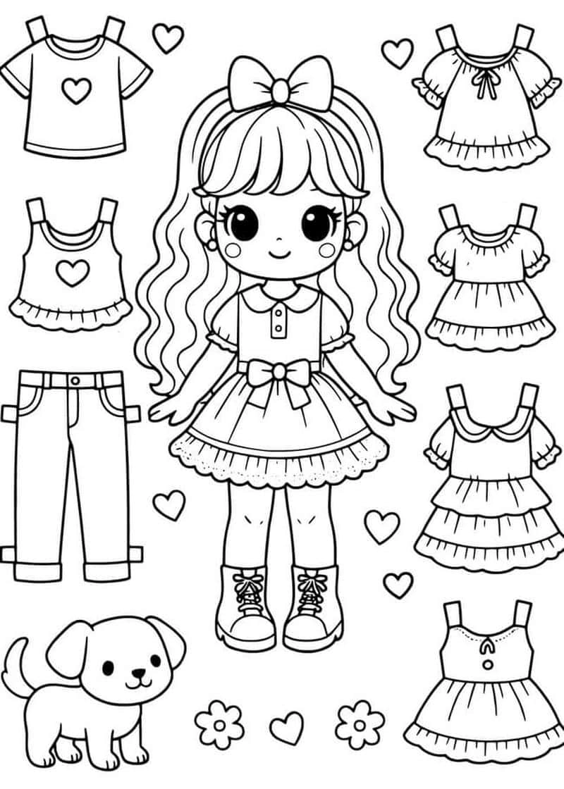 Giúp bé sáng tạo với tô màu quần áo cho búp bê