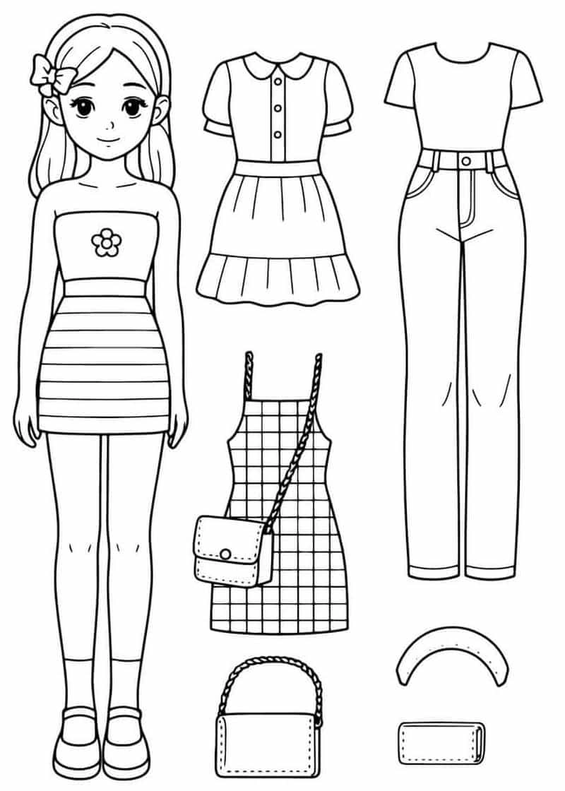 Cùng bé trải nghiệm tô màu quần áo búp bê