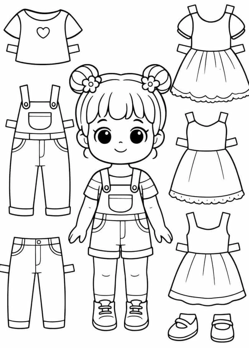 Thử thách bé với tô màu búp bê thay quần áo