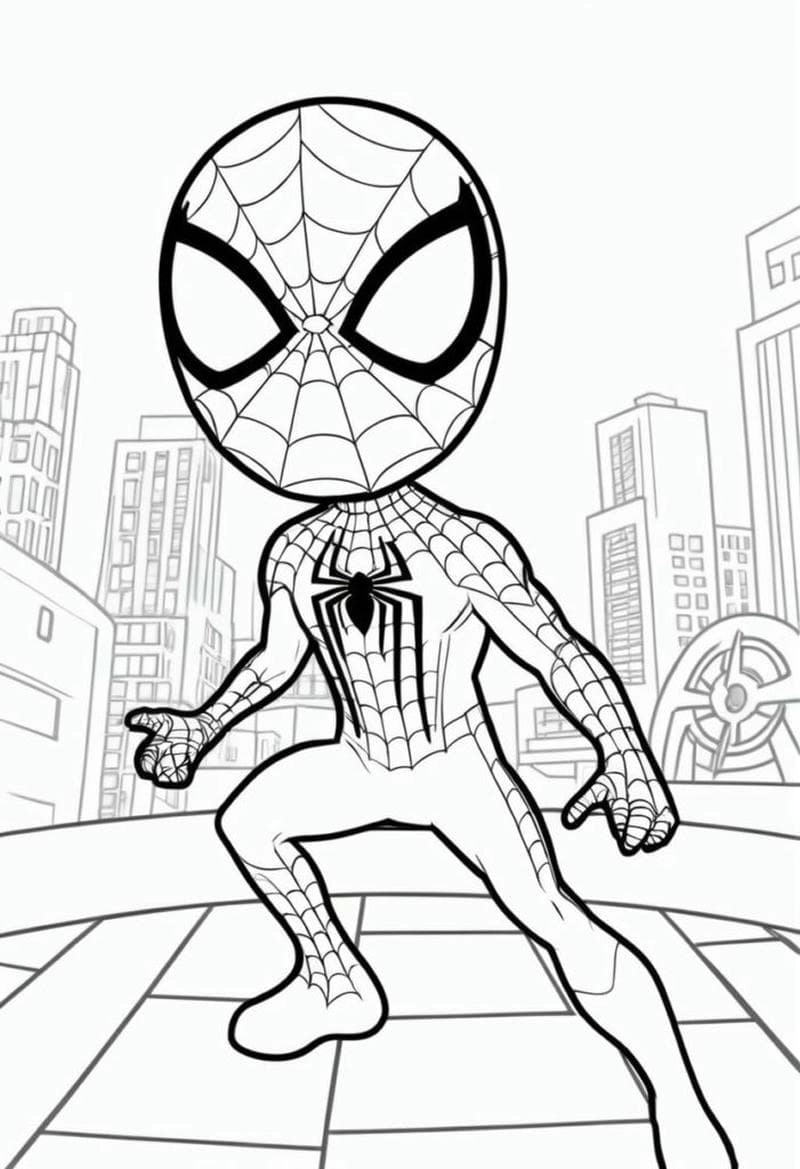Bé yêu tô màu hình spider man đầy màu sắc