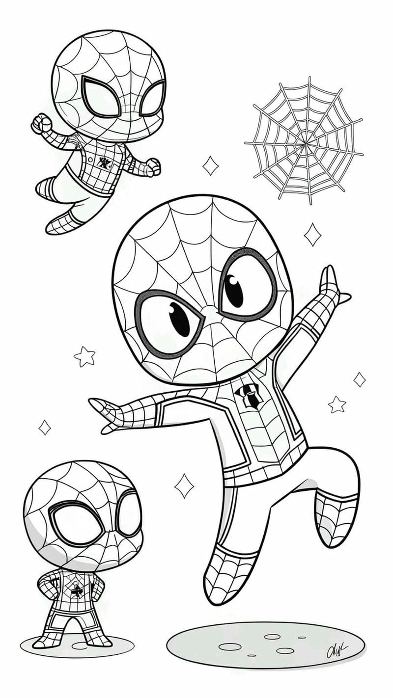 Tranh tô màu cho bé spider man siêu vui