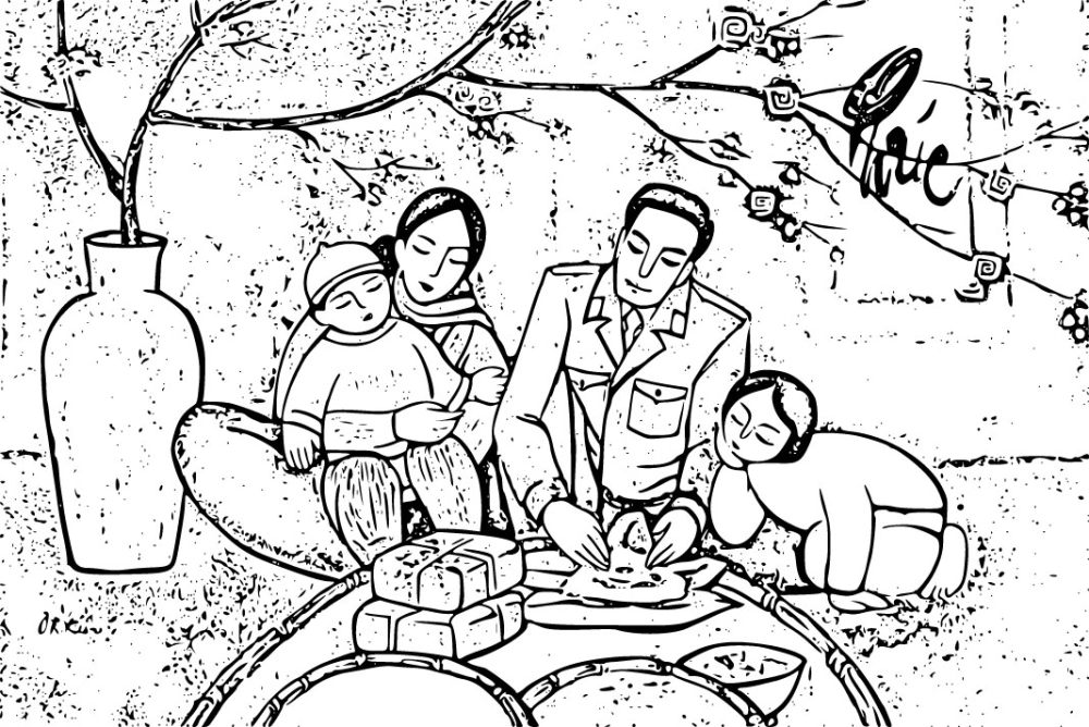 Tranh tô màu tết mùa xuân, bé sáng tạo ngày xuân