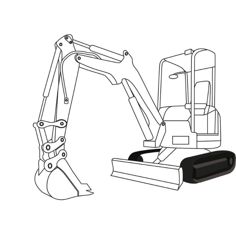 Bé khám phá công trường với máy xúc tô màu