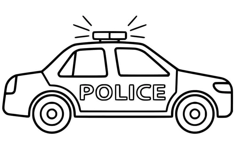 Bé vui học luật giao thông qua tranh tô màu xe cảnh sát