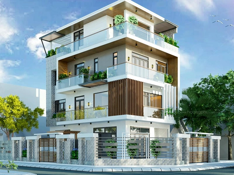 Không gian sống hiện đại qua mẫu nhà 2 mặt tiền 4 tầng