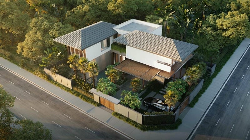 mẫu nhà biệt thự đẹp 2 tầng thiết kế cân đối hài hòa thu hút