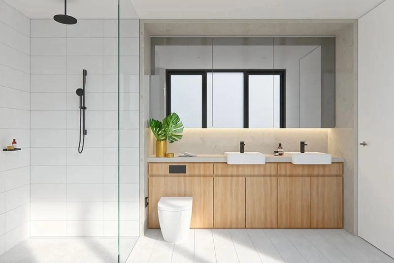 nhà tắm kính đẹp mang lại sự thoáng mát cho căn phòng