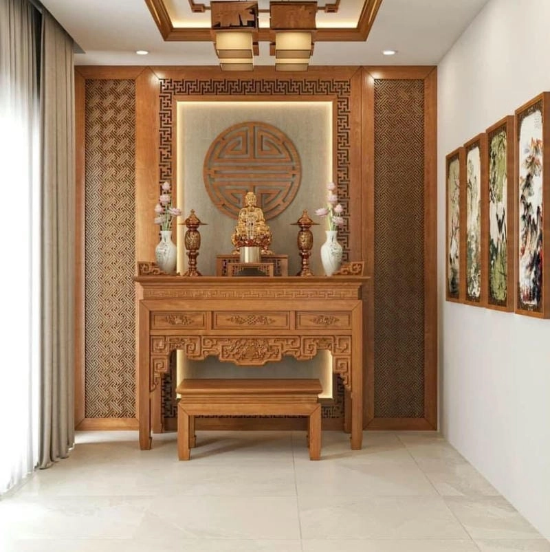 Không gian linh thiêng với bàn thờ vách ngăn đẹp