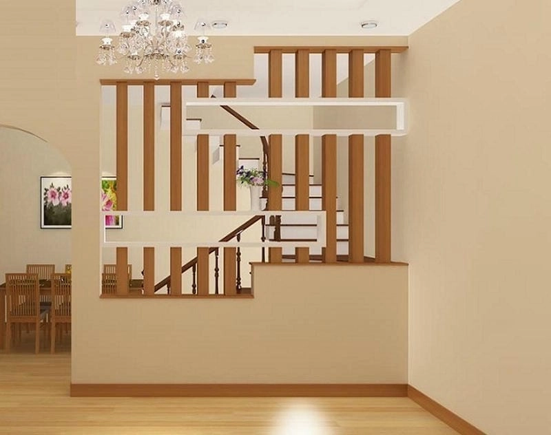 Mộc mạc mà sang với vách ngăn cầu thang gỗ tự nhiên