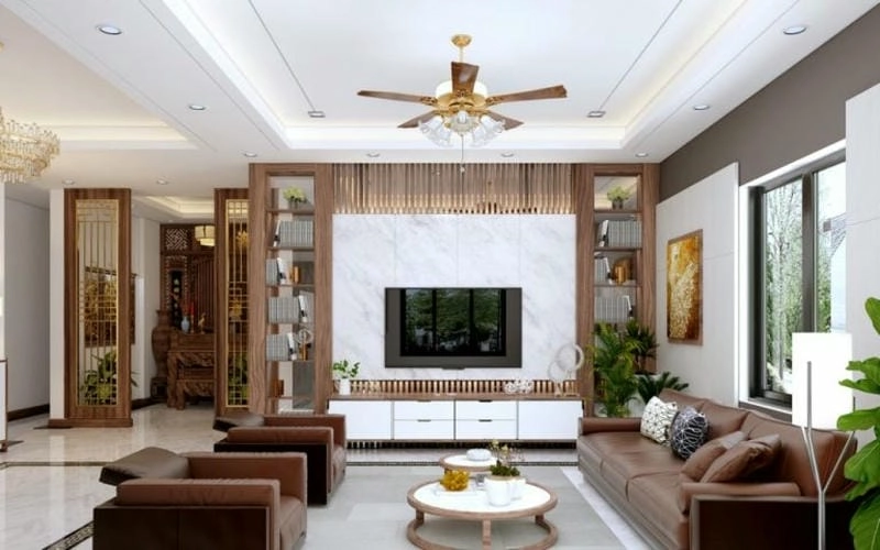 Điểm nhấn nội thất với vách trang trí tivi