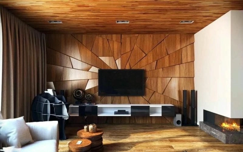Tạo cảm giác sang trọng nhờ vách ốp tường tivi