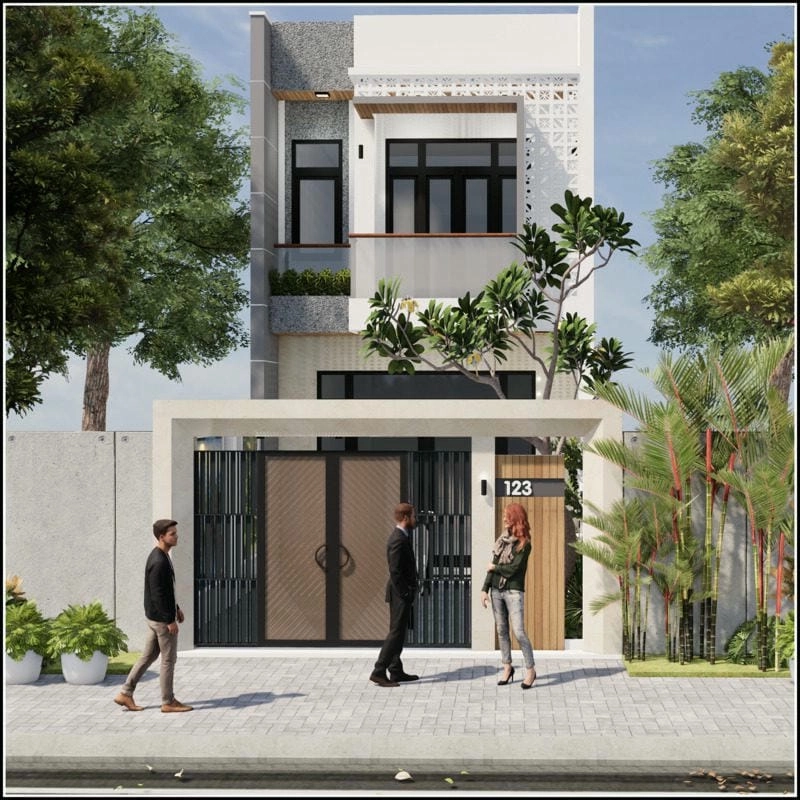 Nhà đẹp ngang 6m thiết kế cân đối và tiện dụng