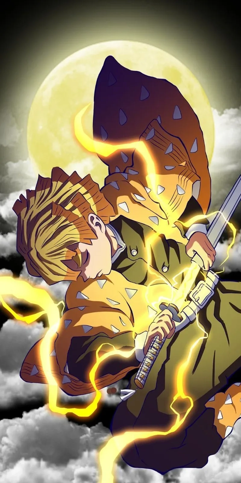 Hình nền Zenitsu thường dùng tông màu vàng sấm sét, thích hợp làm ảnh nền điện thoại hoặc máy tính