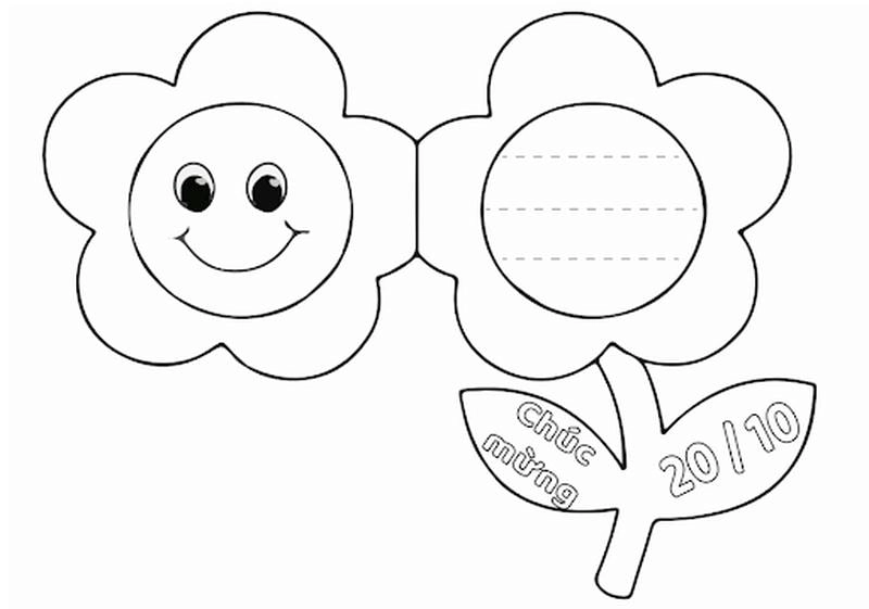 Tải ngay bộ thiệp tô màu ngày 20/10 cho bé vẽ tặng mẹ yêu