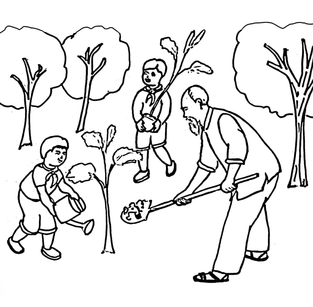 Khám phá ngay tranh tô màu bác hồ trồng cây giản dị và gần gũi