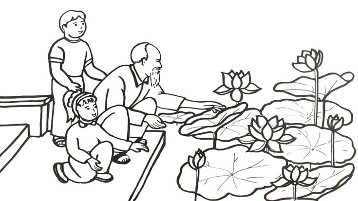 Tải ngay tranh tô màu thiếu nhi với bác hồ đẹp dễ in