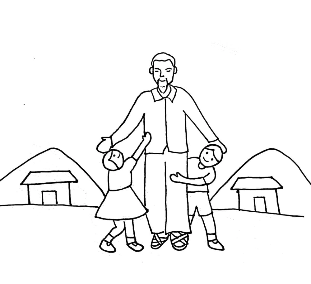 Bé hứng thú với tranh tô màu bác hồ và các cháu thiếu nhi dễ thương