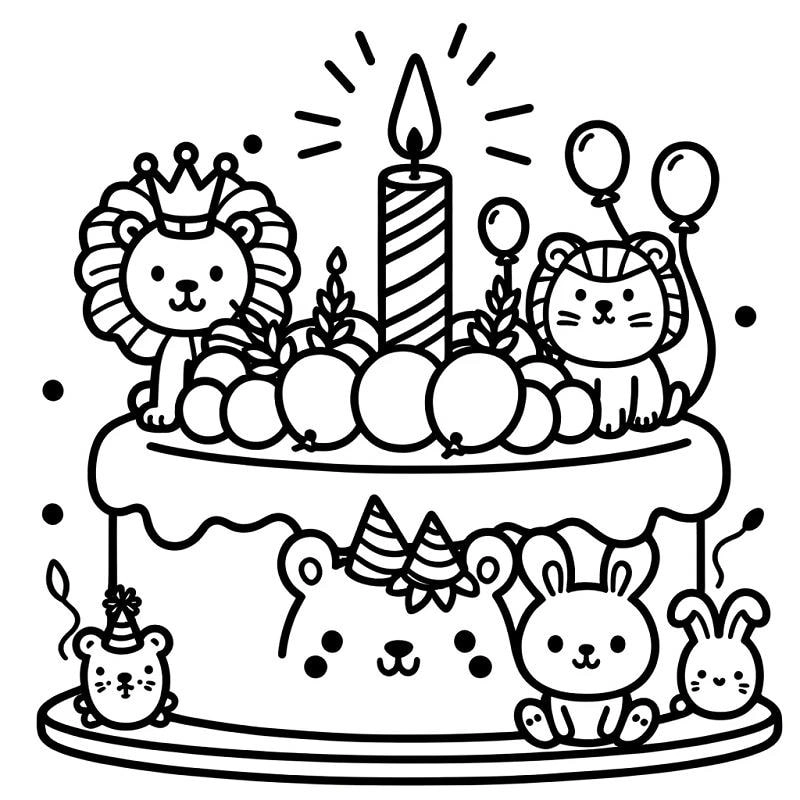 Hình cực yêu hình tô màu bánh kem sinh nhật cho bé