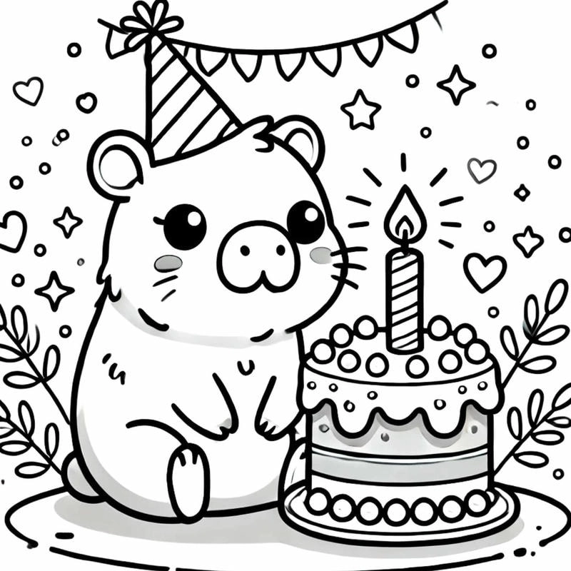 Bản đẹp để in tranh tô màu bánh sinh nhật cho bé