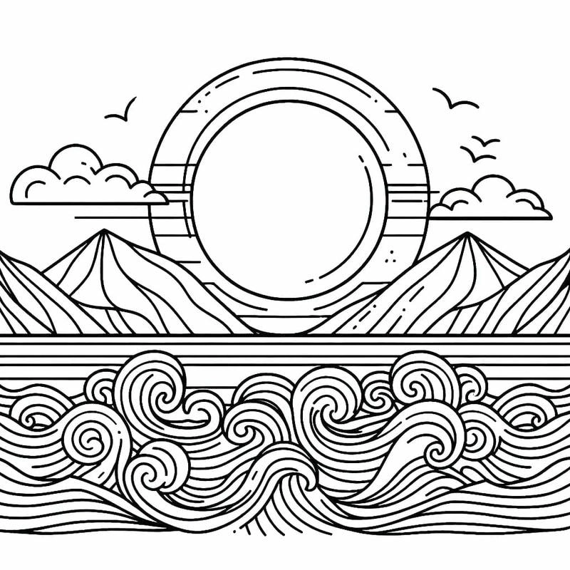 Bé sáng tạo tự nhiên cùng tranh tô màu biển và kỹ thuật tô màu sóng biển