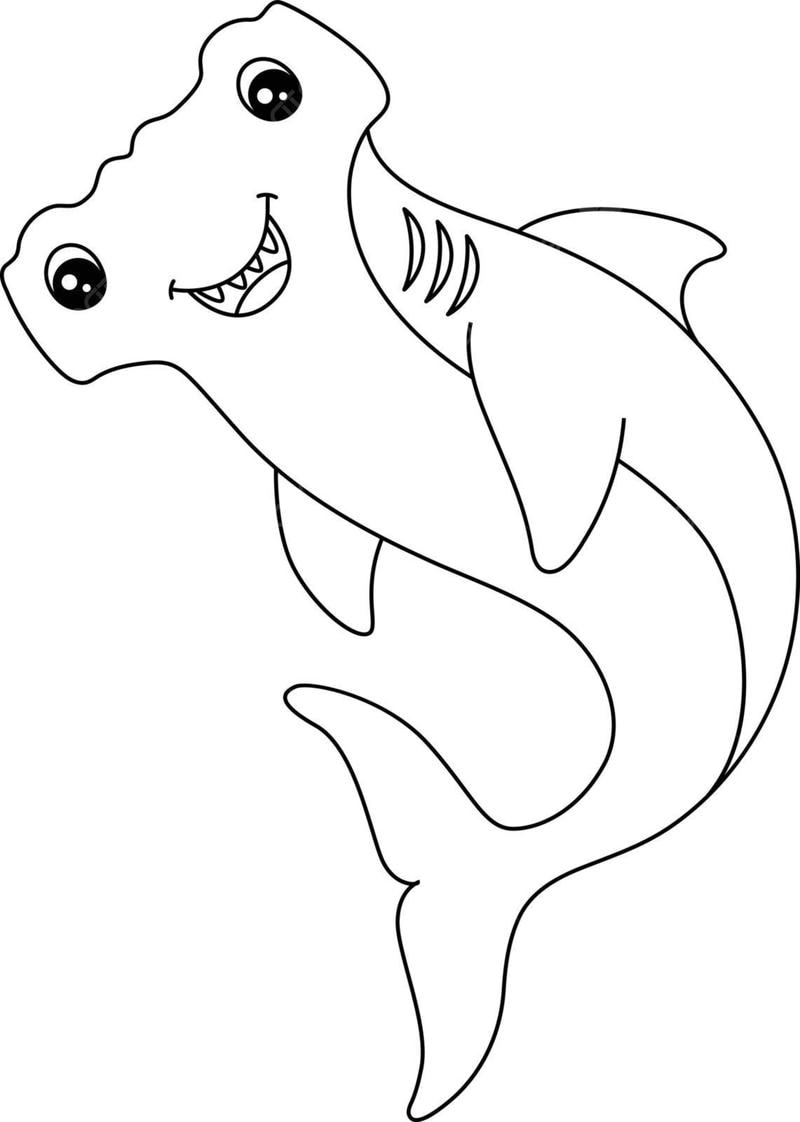 Tranh tô màu cá mập đầu búa giúp bé khám phá đại dương kỳ thú