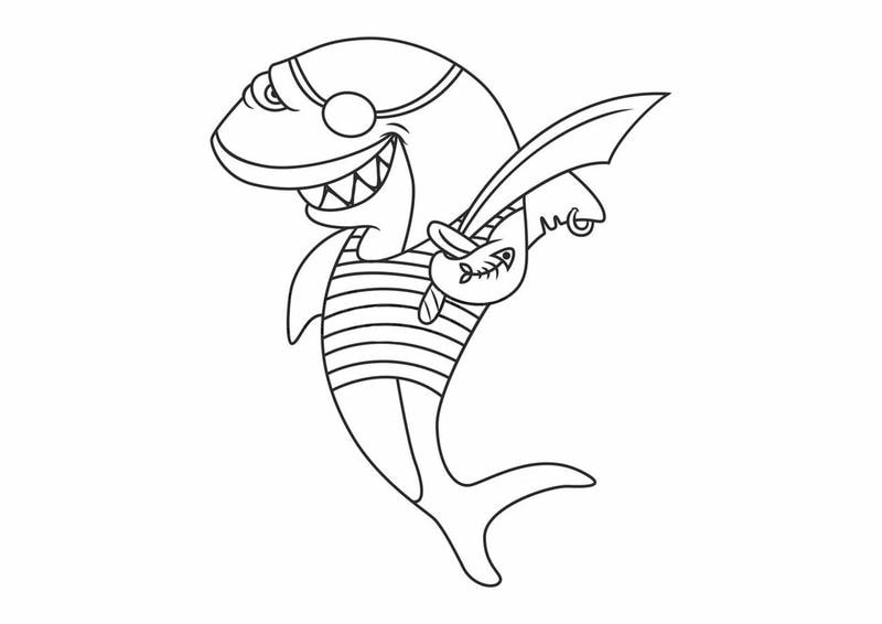 Hình tô màu con cá mập ngộ nghĩnh dễ thương phù hợp mọi độ tuổi