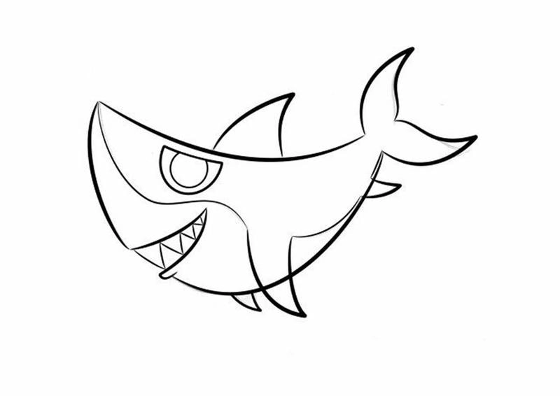 Hình con cá mập tô màu giúp phát triển kỹ năng vận động tinh cho trẻ