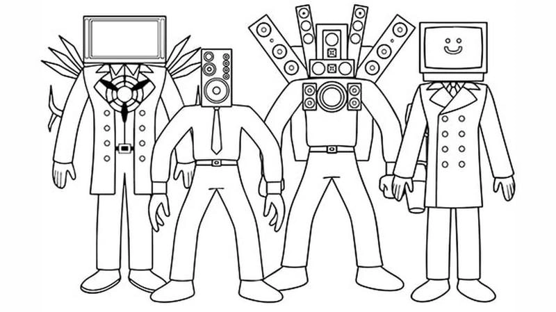 Cặp đôi hình tô màu cameraman và speakerman giúp bé tô màu không nhàm chán