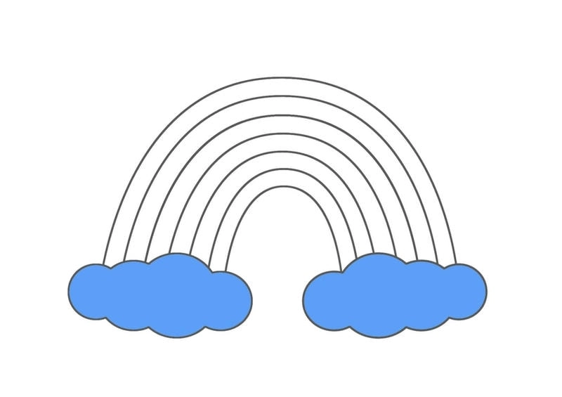 Hình ảnh cầu vồng tô màu với đường nét mềm mại dễ tô