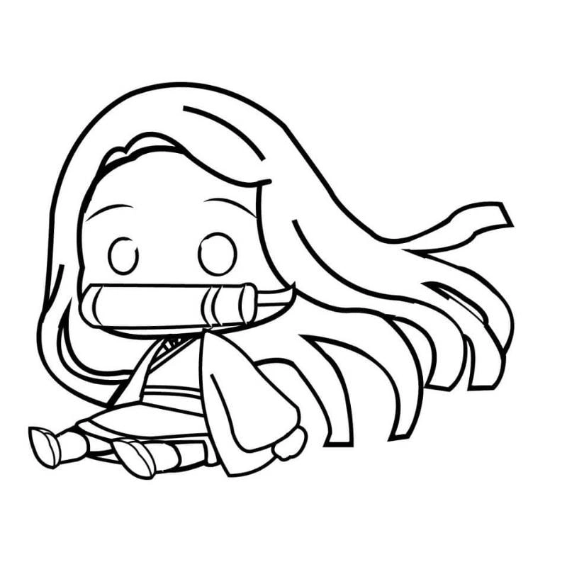 Tranh tô màu nezuko chibi bé tha hồ sáng tạo với phong cách Nhật