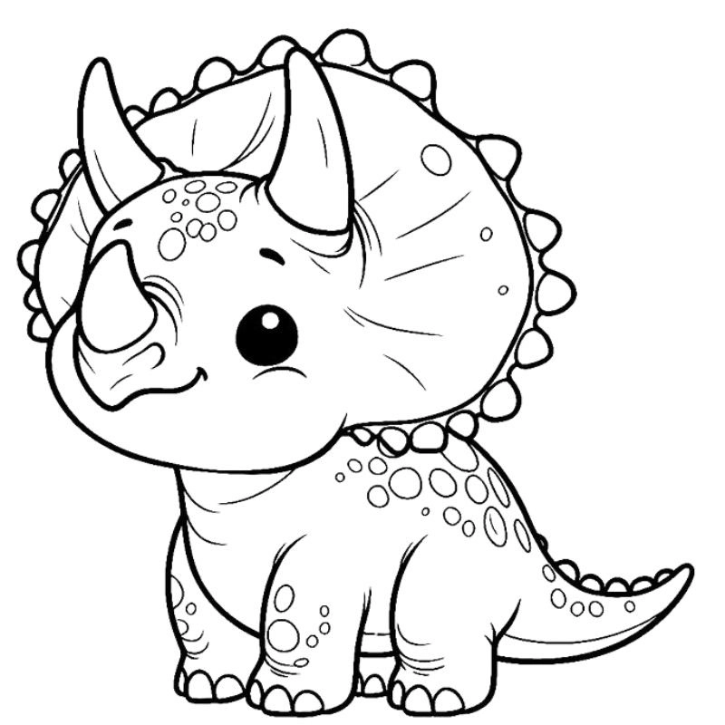 Tranh tô màu khủng long chibi cho bé trai mê sinh vật cổ đại