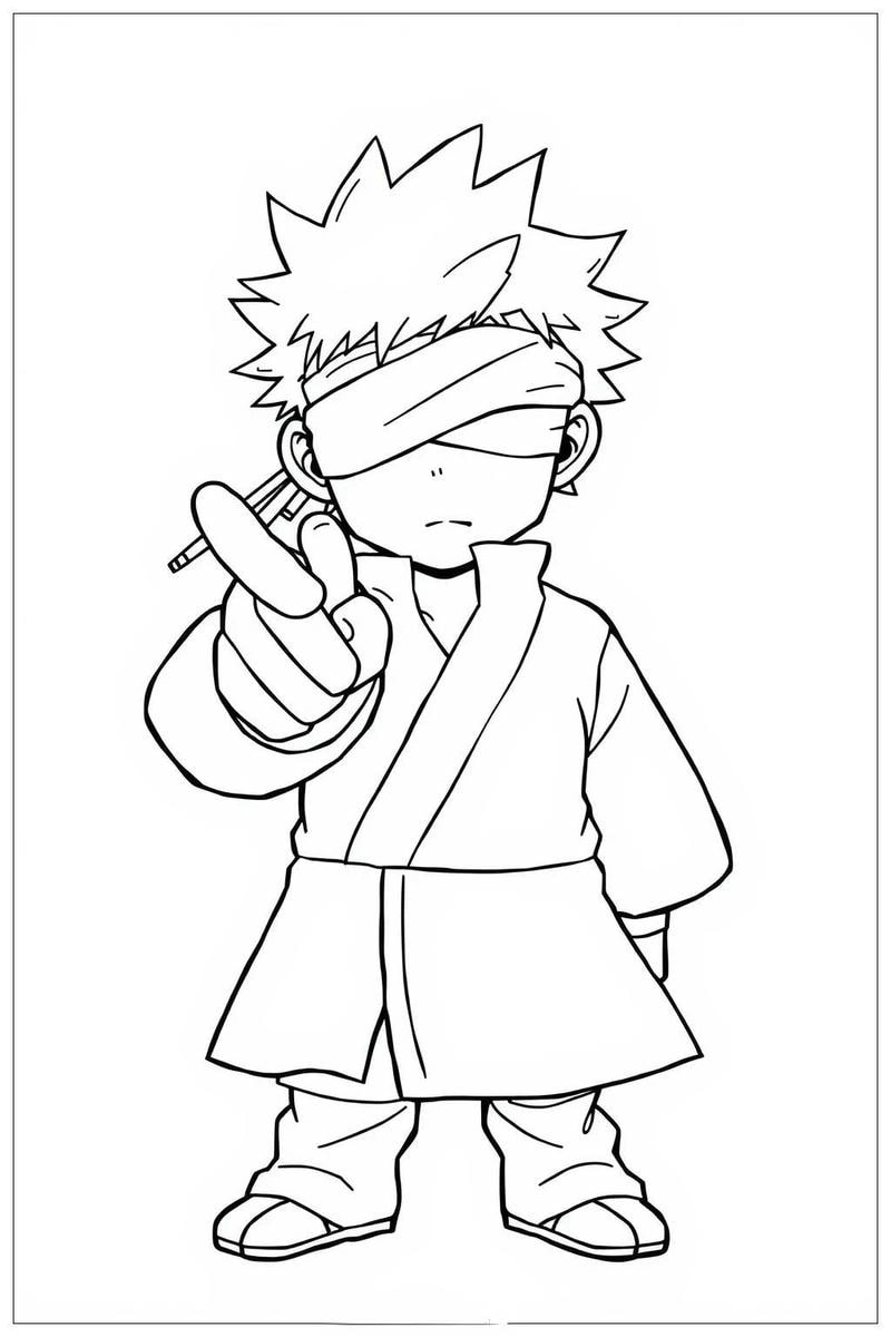 Tranh tô màu gojo chibi cực ngầu dành cho fan Jujutsu Kaisen