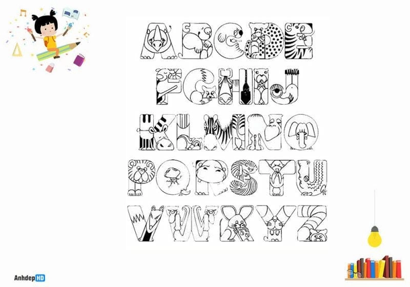 Luyện tay chuẩn đẹp cùng tranh tô màu chữ cái rỗng miễn phí