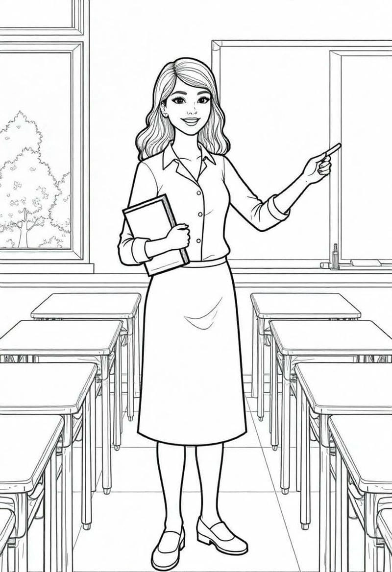 Tăng khả năng tập trung qua tô màu chân dung cô giáo sinh động