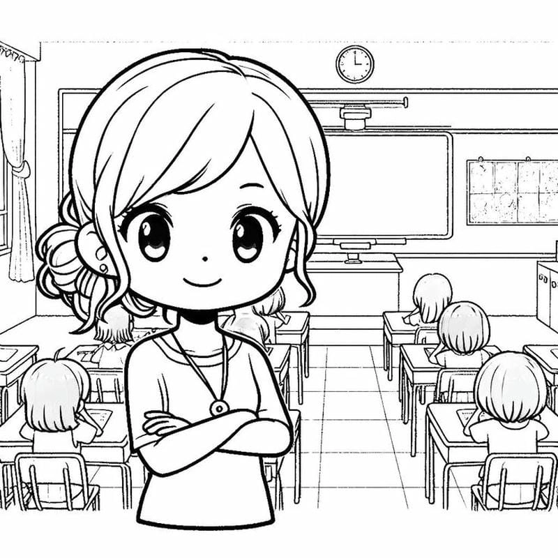 Tô màu vui với tô màu cô giáo mầm non cho bé yêu