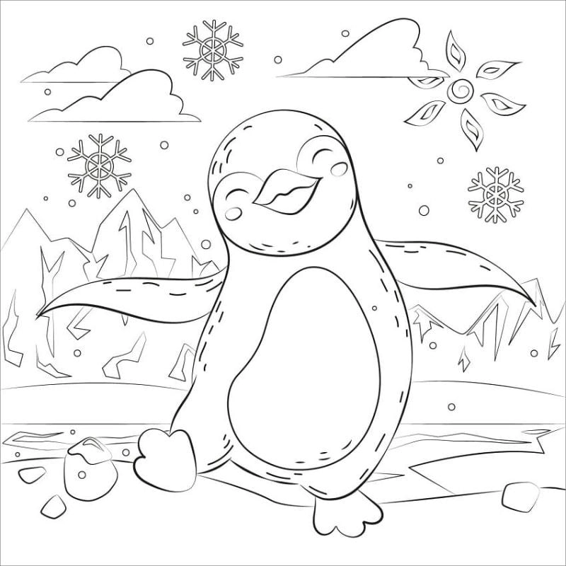 Hoạt động tô sáng tạo với mẫu tô màu chim cánh cụt cute vui nhộn trong tranh tô màu con chim